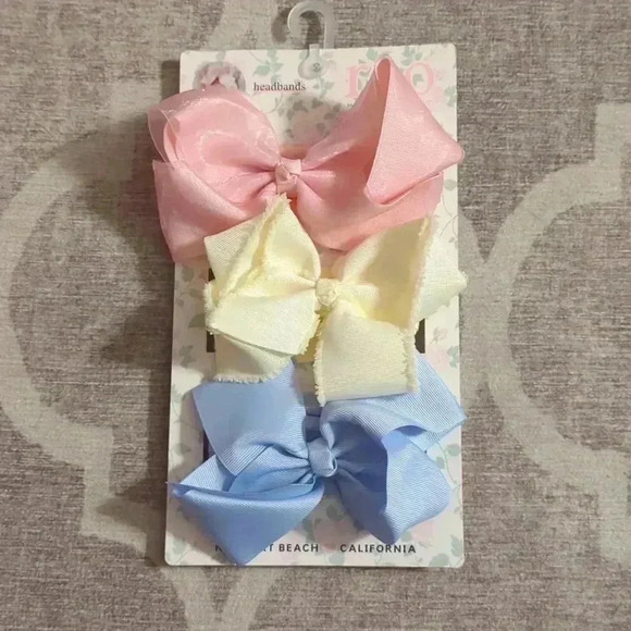 Roo Other - ROO Baby Girl Wide Bow Headbands Blue, Pink, Yellow and White